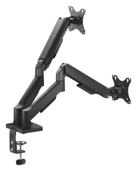Equip čierna / Stolný držiak pre dva monitory / 17-32" / nosnosť 9 kg / VESA 75-100 mm / 360° otočný (650131)