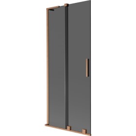 MEXEN/S - Velar L dvojkrídlová posuvná vaňová zástena 80 x 150, grafit, meď kartáčovaná 896-080-003-41-65