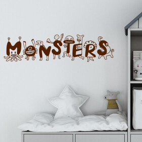 Veselá Stena Samolepka Monsters Farba: hnědá, Veľkosť: 100 x 29 cm