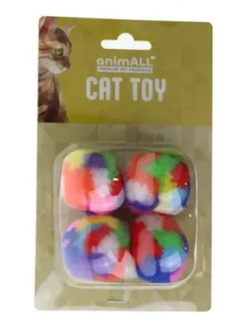 AnimALL Hračka Cat Loptička plyš farebný 4-5 cm 4 ks (114040)