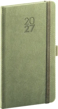 NOTIQUE Vreckový diár Diamante 2027 olivový / 9 x 15,5 cm