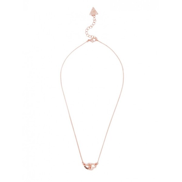 GUESS náhrdelník Rose Gold-tone Interlocking Heart Necklace Ružovozlatá