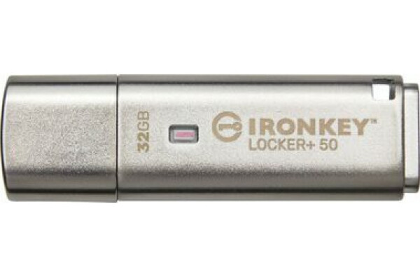 Kingston IronKey Locker+ 50 32GB strieborná / Flash Disk / USB 3.2 Gen 1 - (USB-A 3.0) (IKLP50/32GB)