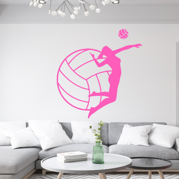 Veselá Stena Samolepka Volejbalistka Farba: růžová, Veľkosť: 100 x 104 cm