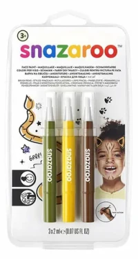 SNAZAROO Farby na tvár s aplikátorom Brush Pen Jungle 3ks