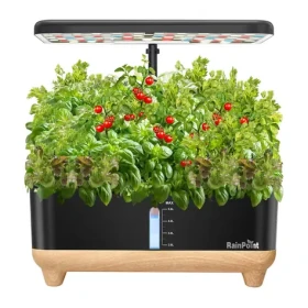 RainPoint Z238 drevená základňa / Hydroponická pestovateľská sada / 13 košíkov / 5 l nádrž / LED osvetlenie (Z238 (Wooden Base))