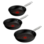 TEFAL Experience čierna / Sada panvíc / 3 ks / O 28, 24, 20 cm / hliník / vhodné na indukciu (G33491)
