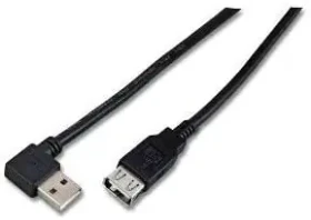 MicroConnect kábel USB2.0 A (F) - USB2.0 A 90° uhol (M) 1.5m čierna / 480Mbit/s (USBAAF2ABLACK)