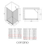 CERANO - Sprchovací kút Antelo L/P - 6 mm - čierna matná, transparentné sklo - 100x90x190 - otočný CER-433992
