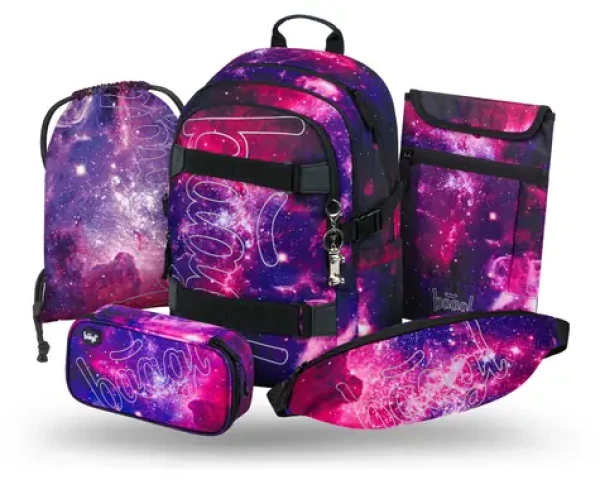 BAAGL SET 5 Skate Galaxy: batoh, penál, sáček, ledvinka, obal na notebook (A-36540)