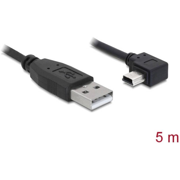 Delock kábel USB 2.0 A-samec gt; USB mini-B 5-pin samec pravoúhly, 5 metrov (82684)