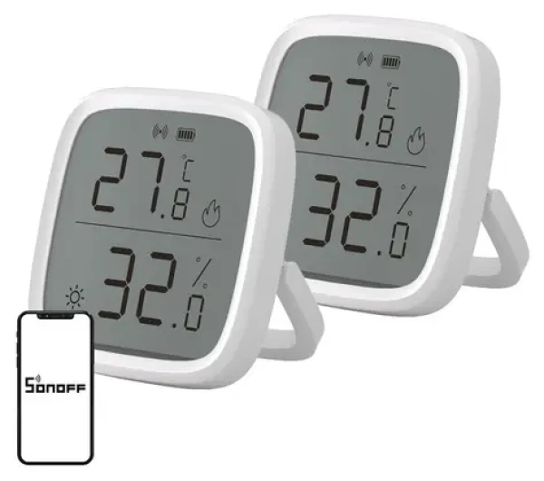 Sonoff SNZB-02D biela, 2 ks / Senzor teploty a vlhkosti / ZigBee 3.0 / LCD displej (SNZB-02D 2Pack)