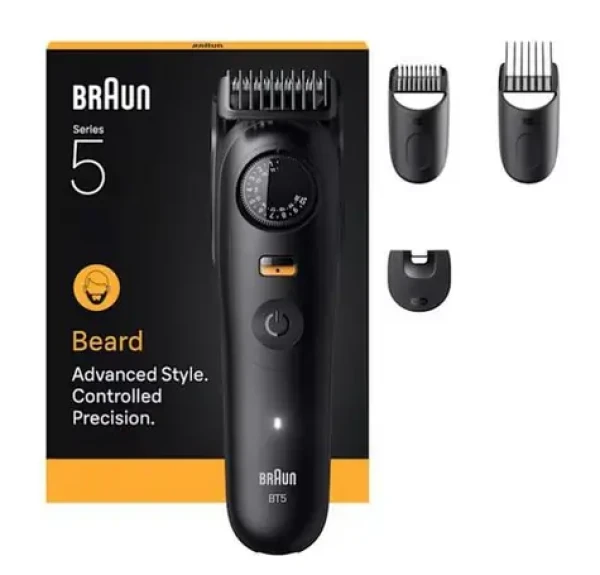Braun BT5520 Series 5 čierna / Zastrihávač fúzov / Pánsky / 120 min prevádzky / 3 nástavce / 0,5 - 20 mm / vodotesný (7500435244992)