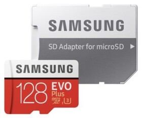 SAMSUNG Micro SDXC 128GB EVO Plus + SD adaptér / UHS Class - U3 / Class 10 / U3 / Čítanie: 100MBps / Zápis: 60MBps (MB-MC128HA/EU)