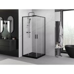 MEXEN - Exo štvorcový posuvný sprchovací kút 95 x 95, transparent, čierna 8111-095-095-70-00