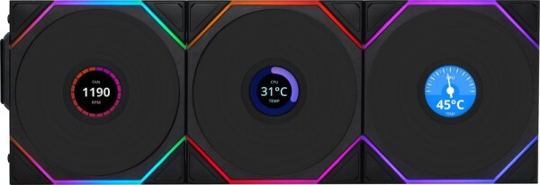 Lian Li UNI FAN TL Wireless LCD 120 3-pack Čierny (12TLLCD1W3B)