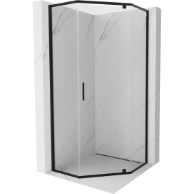 MEXEN - Exo sprchovací kút päťboký krídlový 90 x 90, transparent, čierna 812-090-090-70-00