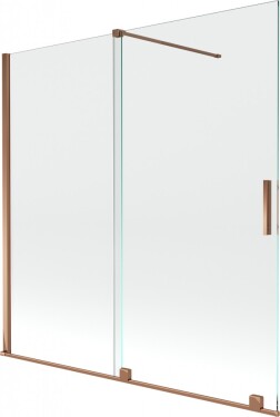 MEXEN/S - Velar Dvojkrídlová posuvná vaňová zástena 160 x 150, transparent, růžové zlato 896-160-000-01-60