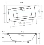 BESCO - Asymetrická vaňa ASTI - Rozmer vane - 150 × 90 cm, Spôsob prevedenia - Ľavé VANAST15L + OLVPINOZ