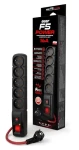 PremiumCord Acar F5 čierna / Prepäťová ochrana / 5 zásuviek / 1,5 m / 16 A (ppacarf5-2power)