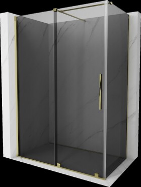 MEXEN/S - Velár sprchovací kút, posuvné dvere 150 x 75, grafit, zlato 871-150-075-41-50