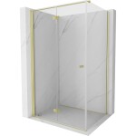 MEXEN/S - Mist-F sprchovací kút skladacie dvere ľavá 80 x 100, transparent, zlato kartáčovaná 8A6T-080-100-55-00-L