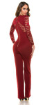 Sexy Koucla long sleeve overall with lace red XL