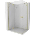 MEXEN/S - Mist H Duo sprchovací kút dvere krídlové 90 x 80, transparent, zlato kartáčovaná 8A5-090L-080P-55-00