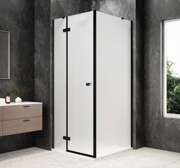 POLYSAN - GLOBE BLACK štvorcová sprchová zástena 800x800, matné sklo, ľavá GB1080-3215MLB
