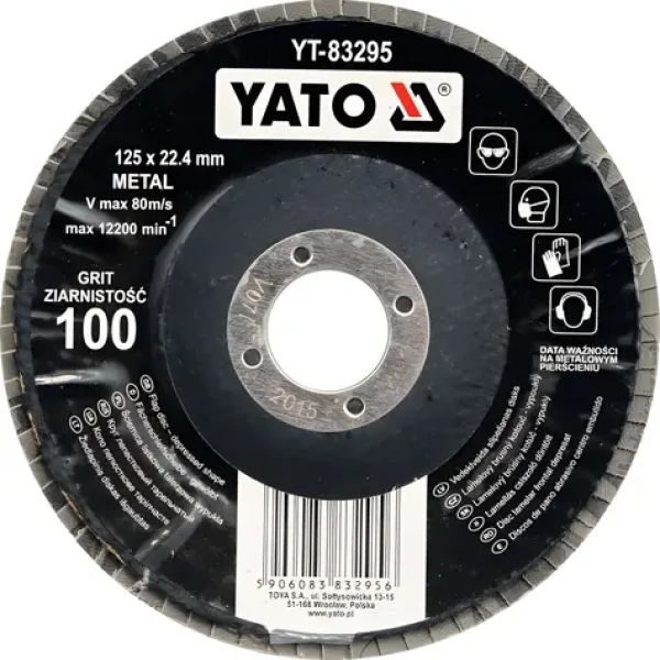 YATO Lamelový brúsny kotúč korundový vypuklý / Brúsny kotúč / 125 x 22,2 mm / Zrnitosť P40
