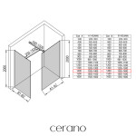 CERANO - Sprchová zástena Walk-in Onyx TL/P - 8 mm - hranatá vzpera - čierna matná, transparentné sklo - 140x140x200 CER-8050BD2873