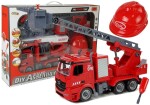 Mamido DIY hasičský automobil Kit 2v1 vymeniteľné výťahy skrutkovač zvuk svetelné efekty prilba