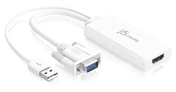J5Create JDA214 biela / Adaptér / VGA + audio na HDMI / Full HD 1920x1080 / 60Hz (JDA214-N)
