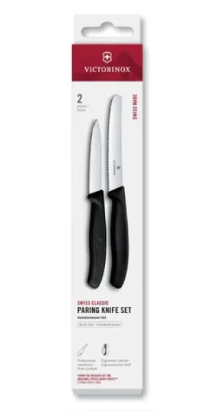 VICTORINOX Swiss Classic Kuchynský nôž 2 ks čierna / rovné a vrúbkované ostrie (6.7113.2)