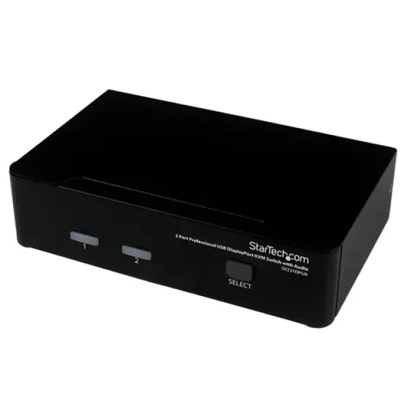 StarTech 2-portový DisplayPort KVM čierna / KVM prepínač / USB klávesnica a myš / 3840×2400 px (SV231DPUA)