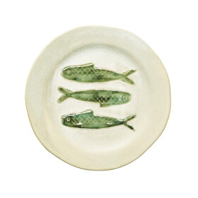 MADAM STOLTZ Kameninový tanier Green Fish Ø 21 cm