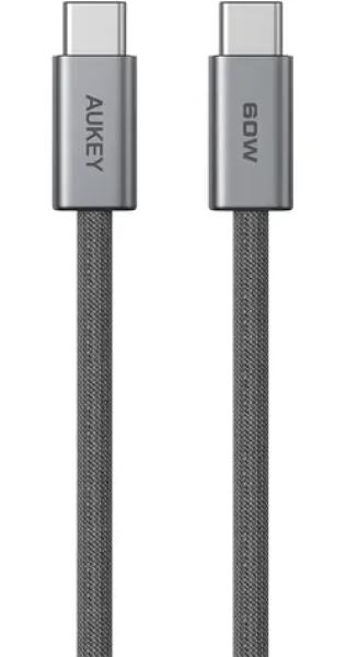Aukey kábel USB-C - USB-C 1.8 m šedá / Kábel / USB-C - USB-C / 1.8 m (Aukey)