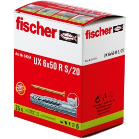 Fischer UX 6 x 50R S/20 univerzálna hmoždinka 50 mm 6 mm 94759 25 ks; 94759