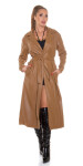 Sexy Faux Leather Coat with Belt brown Einheitsgroesse