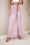 Široké nohavice s opaskom tmavo púdrovo ružovej farby UNI
