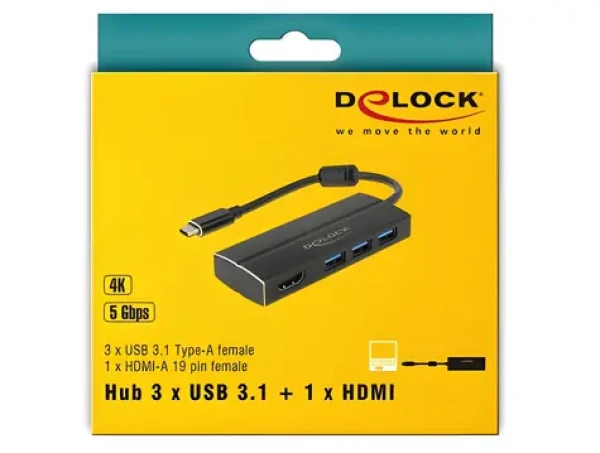 DeLock USB-C 3.1 / Adaptér / 3× USB 3.0 / HDMI 4K (63931)
