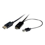 Roline HDMI / DisplayPort / USB prepojovací kábel Konektor DisplayPort, Zástrčka HDMI-A, USB-A zástrčka 1.00 m čierna 11.04.5991 tienený HDMI kábel; 11.04.5991