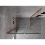 MEXEN/S - Mist-F Duo sprchovací kút skladacie dvere ľavá 75 x 70, transparent, meď kartáčovaná 8A6-075L-070P-65-00