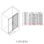 CERANO - Sprchovací kút Lantono L/P - 8 mm - Soft-Close - čierna matná, transparentné sklo - 170x90x195 - posuvný CER-433232