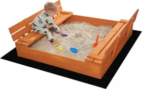 Sand Tropic Drevené pieskovisko s lavičkami a príslušenstvom 100x100 cm (impregnované)