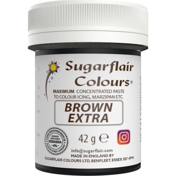 Gélová farba extra brown 42 g - Sugarflair - Sugarflair
