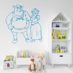 Veselá Stena Samolepka Shrek a Fiona Farba: oranžová, Veľkosť: 80 x 84 cm