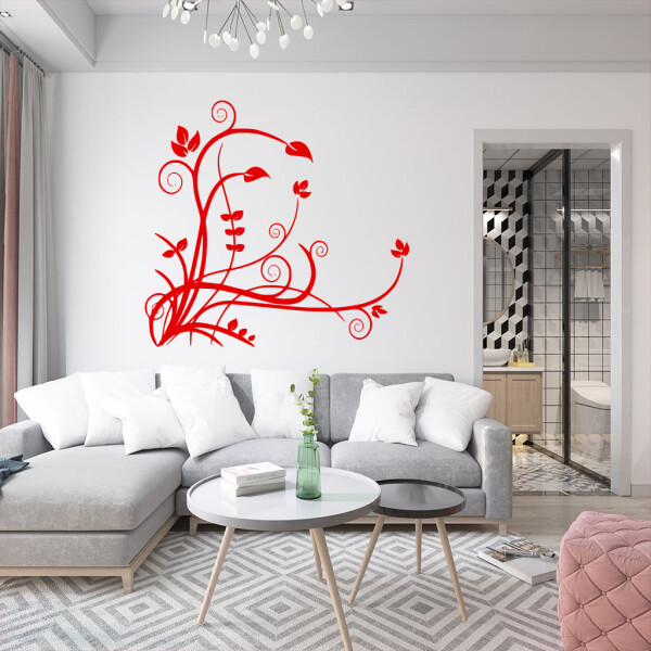 Veselá Stena Samolepka Rozkvitnutý ker Farba: červená, Veľkosť: 40 x 37 cm