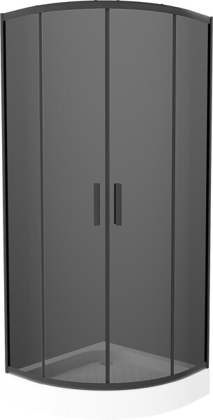 MEXEN/S - Rio sprchovací kút štvrťkruh 80 x 80, grafit, čierny + vanička Rio vrátane výpuste 863-080-080-70-40-4710