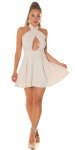 Sexy KouCla neckholder minidress flared skirt white S